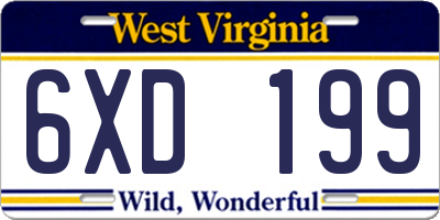 WV license plate 6XD199