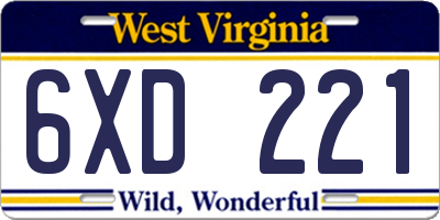 WV license plate 6XD221