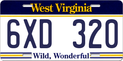 WV license plate 6XD320