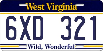 WV license plate 6XD321