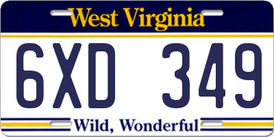 WV license plate 6XD349