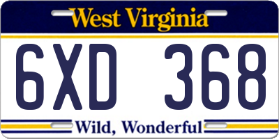 WV license plate 6XD368