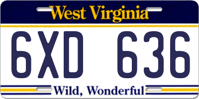 WV license plate 6XD636