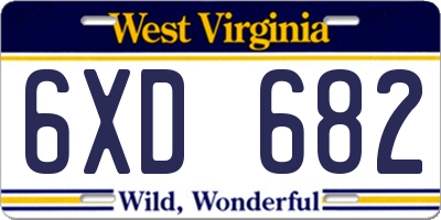 WV license plate 6XD682
