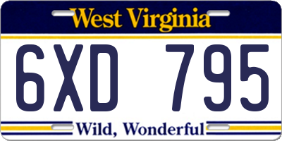 WV license plate 6XD795