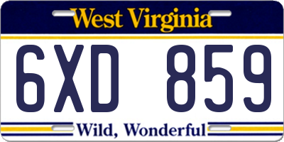 WV license plate 6XD859