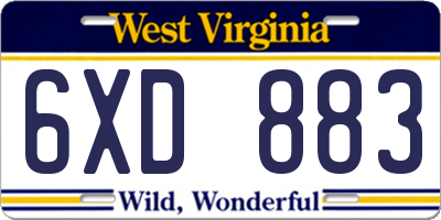 WV license plate 6XD883