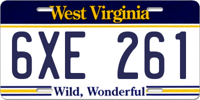 WV license plate 6XE261