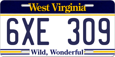 WV license plate 6XE309