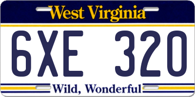 WV license plate 6XE320
