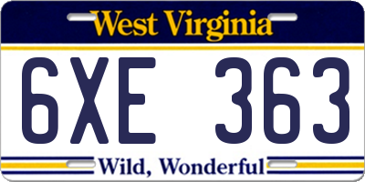 WV license plate 6XE363