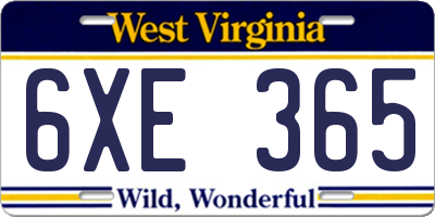 WV license plate 6XE365