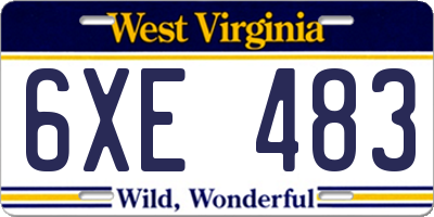 WV license plate 6XE483