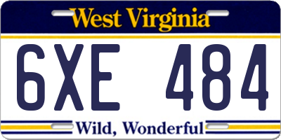 WV license plate 6XE484