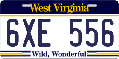 WV license plate 6XE556