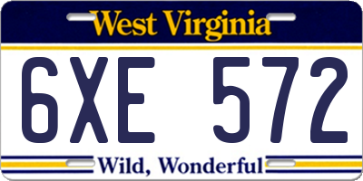 WV license plate 6XE572