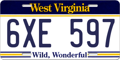 WV license plate 6XE597