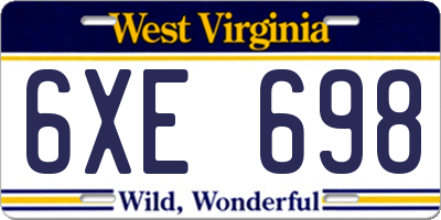 WV license plate 6XE698