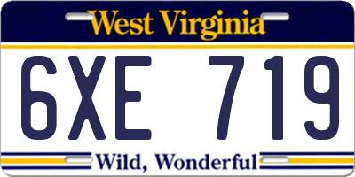 WV license plate 6XE719