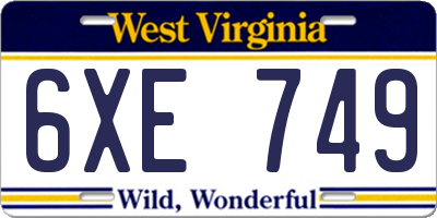 WV license plate 6XE749