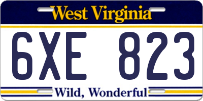 WV license plate 6XE823