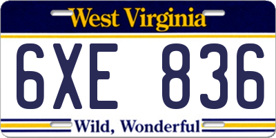 WV license plate 6XE836