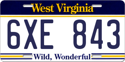 WV license plate 6XE843