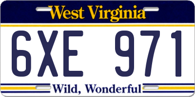 WV license plate 6XE971