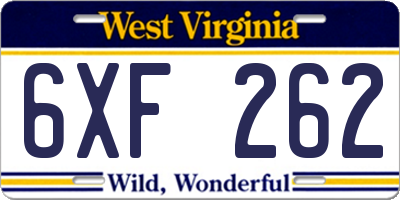 WV license plate 6XF262