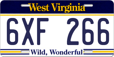 WV license plate 6XF266