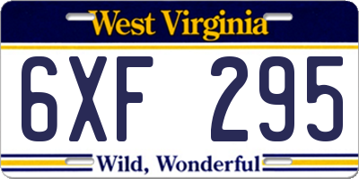 WV license plate 6XF295
