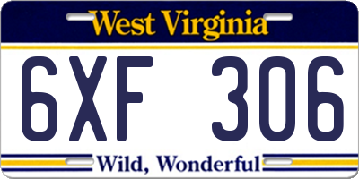 WV license plate 6XF306