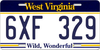 WV license plate 6XF329