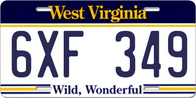 WV license plate 6XF349