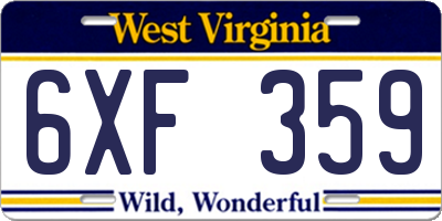 WV license plate 6XF359