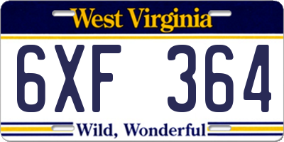 WV license plate 6XF364