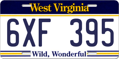 WV license plate 6XF395