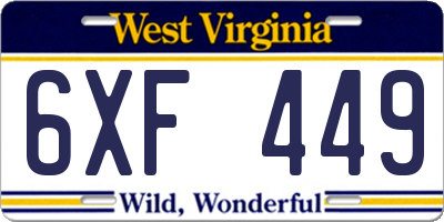 WV license plate 6XF449