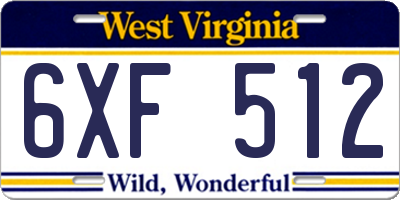 WV license plate 6XF512