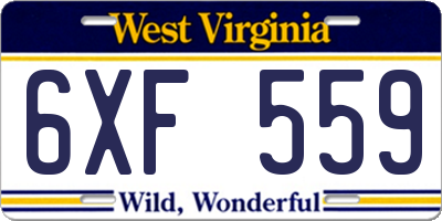 WV license plate 6XF559