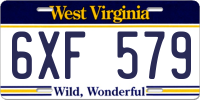 WV license plate 6XF579