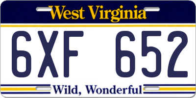 WV license plate 6XF652