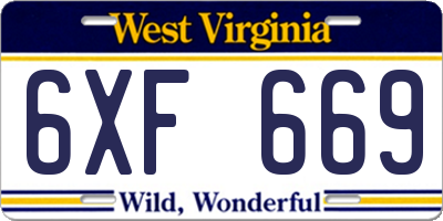 WV license plate 6XF669