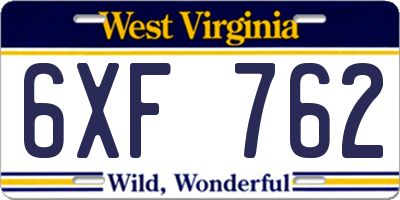 WV license plate 6XF762