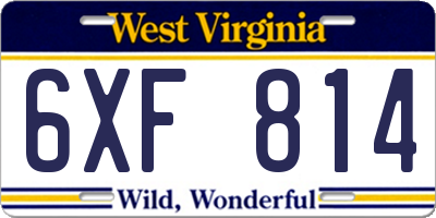 WV license plate 6XF814