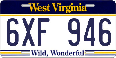 WV license plate 6XF946