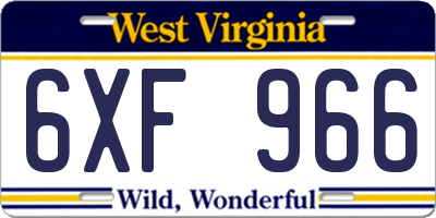 WV license plate 6XF966