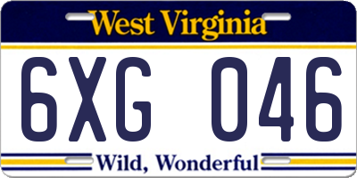 WV license plate 6XG046
