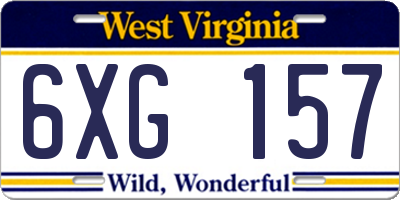 WV license plate 6XG157