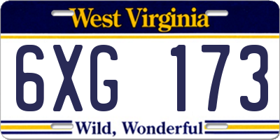WV license plate 6XG173